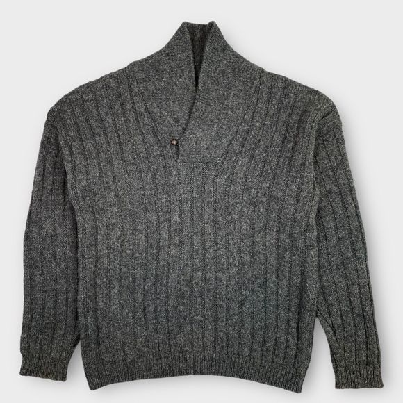 Woolrich Other - Woolrich Sweater Mens Large Wool Gray Made in USA Shawl Ribbed Nordic Fisherman
